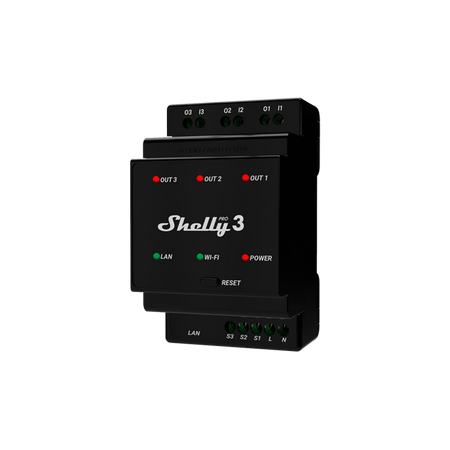 Shelly Pro 3 - 3 kanałowy przekaźnik ze stykami bezpotencjałowymi